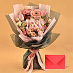 Mixed Flowers & Chocolates Bouquet with Greeting Card