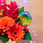 Charming Flowers Vase N Diyas Deepavali Combo