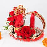 Karwachauth Red Thali Set with Flowers
