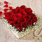 16 Scarlet Roses Showcase on Wooden Base