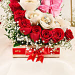 Red Roses N Ferrero Rocher Arrangement Round FNP Box
