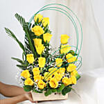 Yellow Roses Basket Arrangement
