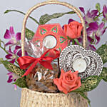 Flowers Nuts and Tea Lights Basket Deepavali