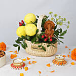 Laxmi Idol and Flowers Basket