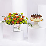 Chrysanthemum Birthday Flowers with Tiramisu Cake
