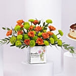 Chrysanthemum Birthday Flowers N Tiramisu Cake