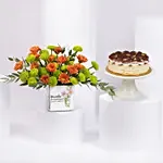 Chrysanthemum Birthday Flowers N Tiramisu Cake