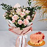 Titanic Rose Chamomile Bouquet With Cake For Valentines