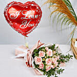 Titanic Rose Chamomile Bouquet With I Love You Balloon For Valentines