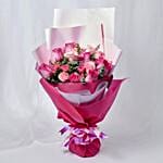 Magnificent Mixed Roses Wrapped Bouquet With Teddy