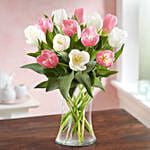 Serene 15 Mixed Tulips Arrangement Teddy Bear