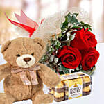3 Red Roses With Chocolate Combo