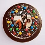 Chocolate Drip Mnm Photo Cake For Anniversary 6 Inches