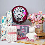 Its a Baby Girl Flower box giftset and Balloon