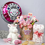 Its a Baby Girl Flower giftset and Balloon