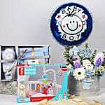 Its a Baby Boy Flower Arrangment giftset with Balloon