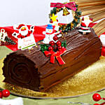 Poinsettia Plant with chocolate log cake