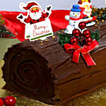 Poinsettia Plant with chocolate log cake