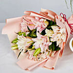 Passionate Oriental Pink Lilies with Mini Cheese Cake