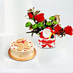 Mini Christmas Flowers Arrangement with Cake