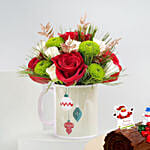 Seasons Greetings Flower Mug with Log Cake
