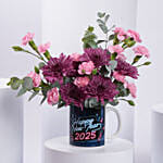 Floral Bliss New Year Mug with Cake