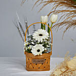 Mini White Floral Basket