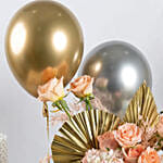 Shimmers Flowers Box with Cake and Balloons