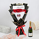 Anniversary Roses of Love Bouquet with Mini Moet Champagne
