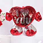 Luxury Valentine Roses Arrangement & Heart Cushion
