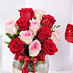 Luxury Valentine Roses Arrangement & Heart Cushion