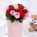 Roses Teddy & Wine Combo for Valentines