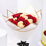 Valentine Roses and Red velvet Cake Combo