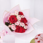 Valentine Roses Bouquet N Cake