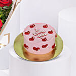 Valentines 9 Roses N Cake Combo