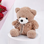 6 Valentines Red Rose Bouquet with Teddy