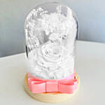 Vday White Forever Roses in Dome