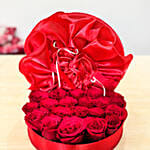 48 Red Roses in Red Round Box