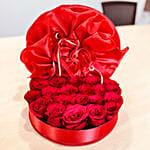 48 Red Roses in Red Round Box