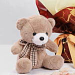 Designer Red Roses Bunch With Teddy Bear