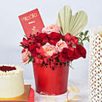 Flowers and Red Velvet Cake Combo