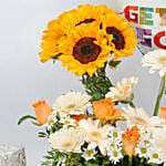 Sunflowers Shadow Get Well Soon Basket