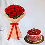 LED Elegance Rose Bouquet with Cake