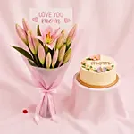 Moms Love Lily Bouquet with Cake