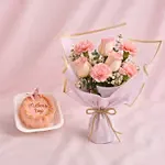 Mother Day Pink Flowers and Bento cake Bundle