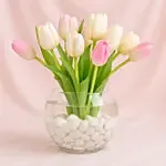 10 Tulips in Fish Bowl