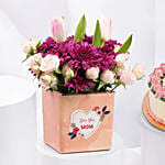 Mothers Day Flowers Vase and Special Cake Bundle