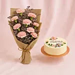 Mothers Day Carnations and Fudge Cake Bundle