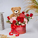 Flowers Teddy and Chocolate Box