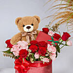 Flowers Teddy and Chocolate Box
